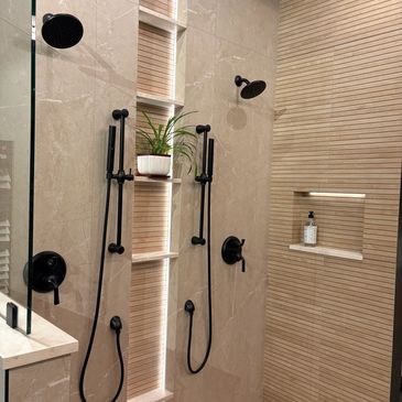 Tile shower in the showroom