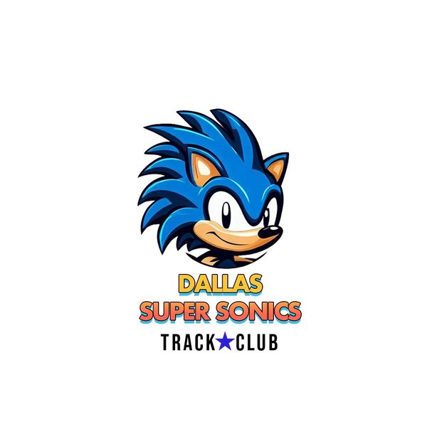 Logo of Dallas Super Sonics Track Club featuring a blue cartoon hedgehog.