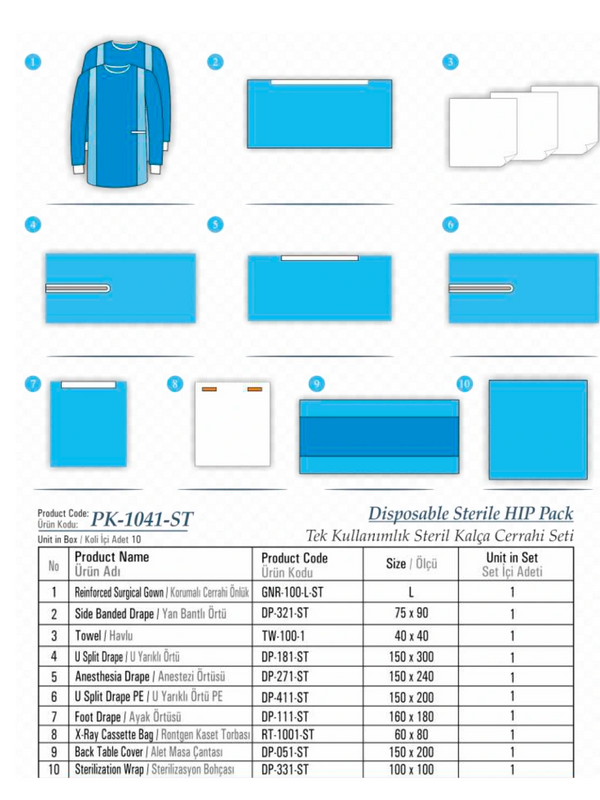 Disposable steriel HIP Pack