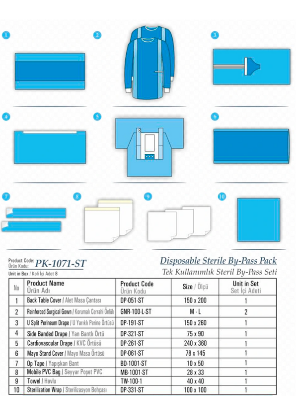 disposable sterile by-pass pack, tek kullanımlık steril by-pass seti