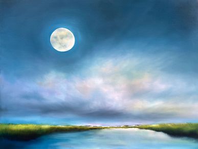 Moon paintings, full moon, oil paintings, north carolina artist Nancy Hughes Miller