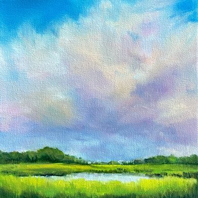 Summer Marsh Clouds 8x8 by Nancy Hughes Miller