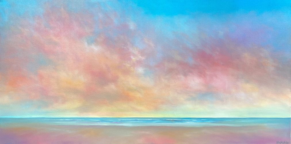 coastal paintings, sunset paintings beach and ocean art by North Carolina artist Nancy Hughes Miller