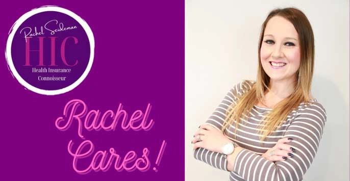 photo of rachel with the text "rachel cares"