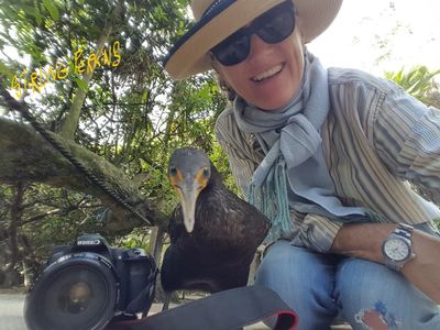 "Cormie" & Photographer Stirling-Perkins at Flamingo Gardens, Davie, Florida.