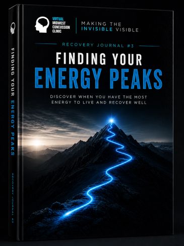 Recovery journal cover showing a glowing path up a mountain symbolizing discovering daily energy pat