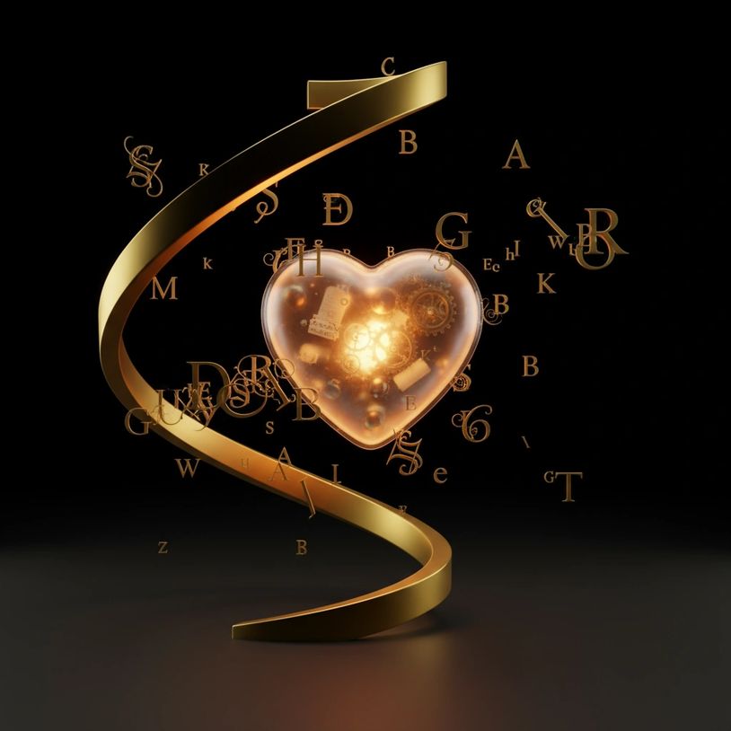 alt="Depiction of a daughter's time capsule spiral, letters "daughter" and "Tenley" dance in spiral