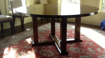 Custom round maple table unique furniture Whitefish Lake Montana