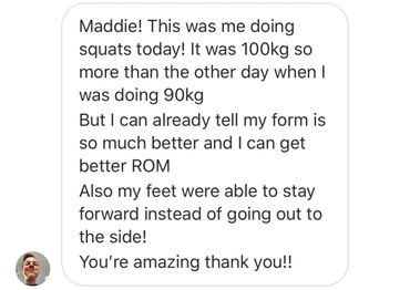 was doing more squats today after treatment