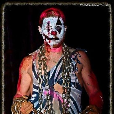 Scary clown in a halloween haunt