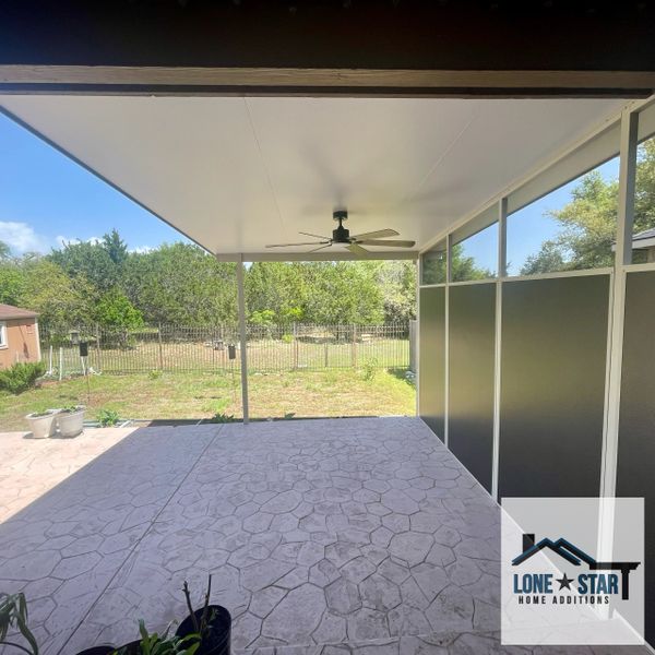 Inside profile view of a patio cover