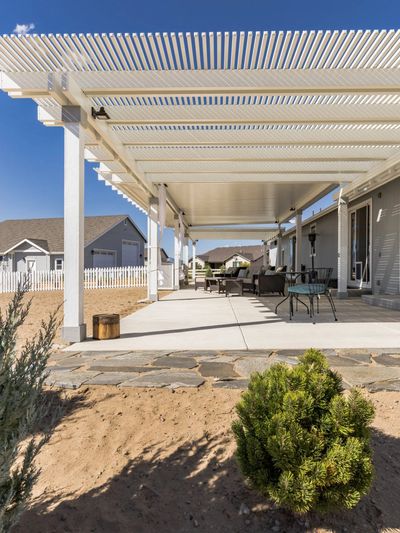 White alumawood pergola
