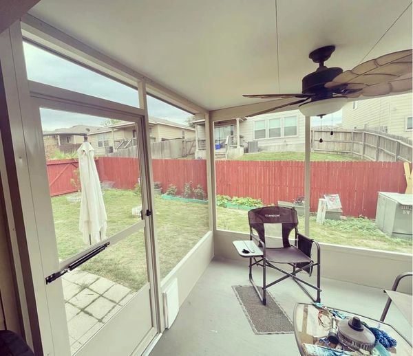 Inside view of patio enclosure