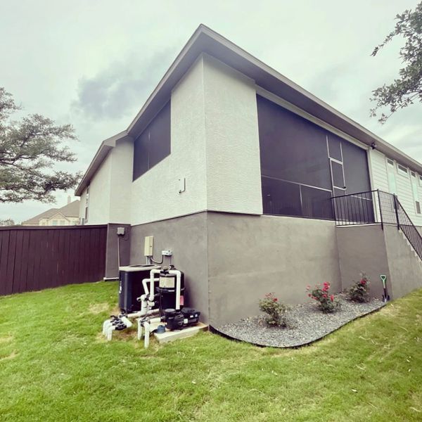 Outside verticle view of a patio enclosure