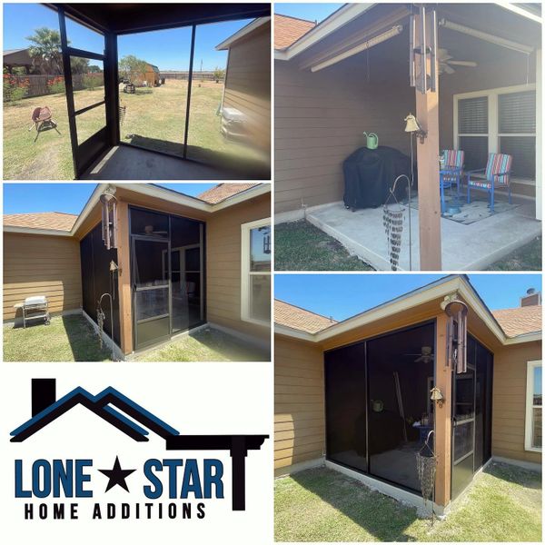 Before and after view of a screen room