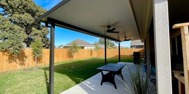 Side profile of a patio cover in Helotes, Texas