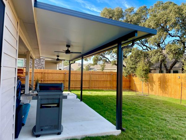 Side profile view of a patio cover