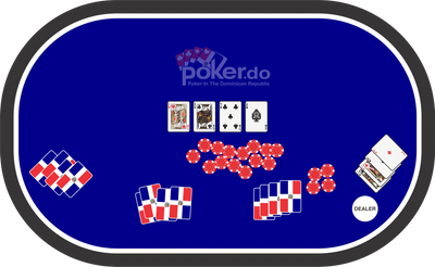 image of  omaha poker table with cards and chips, with logo poker.do