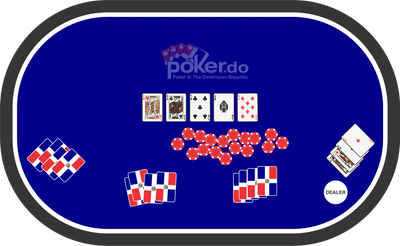 image of poker table with cards and chips, with logo poker.do