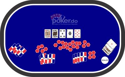 image of omaha poker table with cards and chips, with logo poker.do