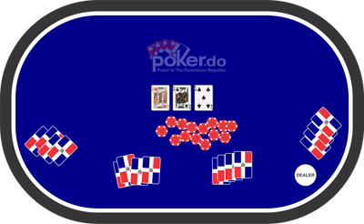 image of poker table with cards and chips, with logo poker.do