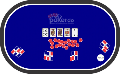 image of poker table with cards and chips, with logo poker.do