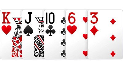 PLAYING CARDS POKER HAND KING HIGH.