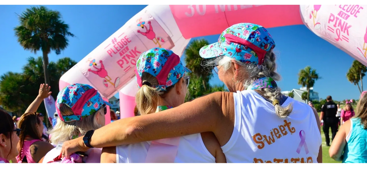 Racetrackers fully sublimated 6500A running cap at the Pledge the Pink running event.