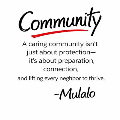 Inspirational quote about community, preparation, and connection by Mulalo.