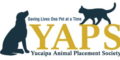 Logo for Yucaipa Animal Placement Society with a dog and cat.