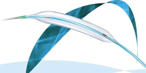 A medical balloon catheter used for angioplasty procedures.