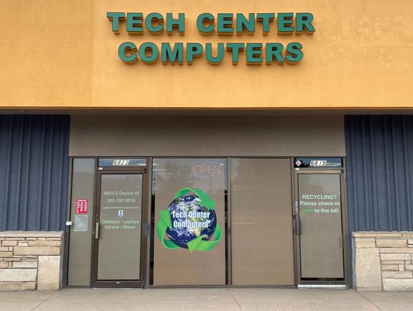 Tech Center Computers storefront on South Dayton Street in Greenwood Village (DTC) Colorado