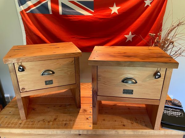 rustic wooden bedside tables made from reclaimed timber nz Strongbarn Woodshop 