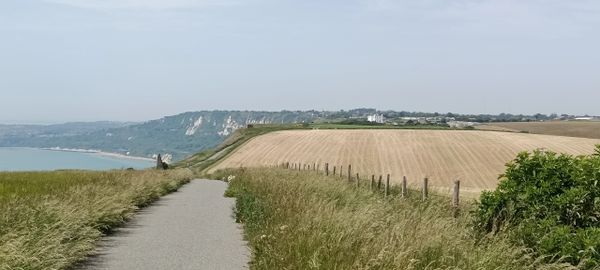 White cliffs of dover.Saxon shore way.English Coastal Path.  Footpath at Abbotts Cliff.Kent.Nr Caple