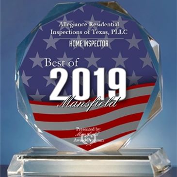Best of Mansfield for 2019 in the home inspection category. Allegiance Residential Inspections