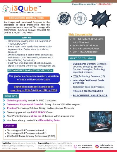 i3Qube advanced ecommerce domain training for job-ready graduates.