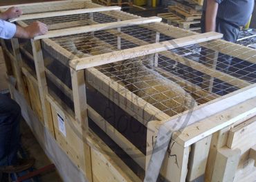 crate built to hold sheep for their flight