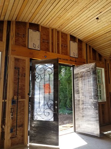 Installation of the invisible speakers.