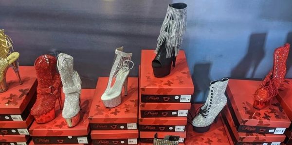 Over 200 pairs of Pleasers exotic dance shoes and boots in stock