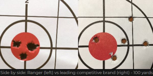 Side by side - Ranger vs a leading brand at 100 yards.