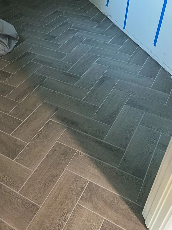 Herring Bone Tile Install in St. Augustine