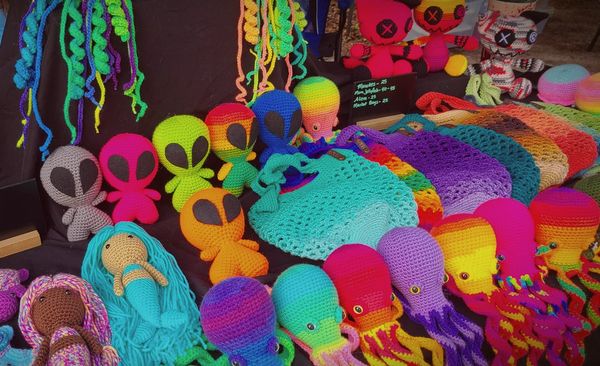 Rainbow crafts, knitted crafts at Rum 138