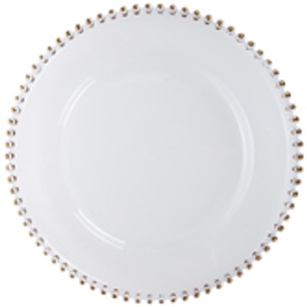 Transparent plate charger with gold beaded trim
$1.50 per charger rental