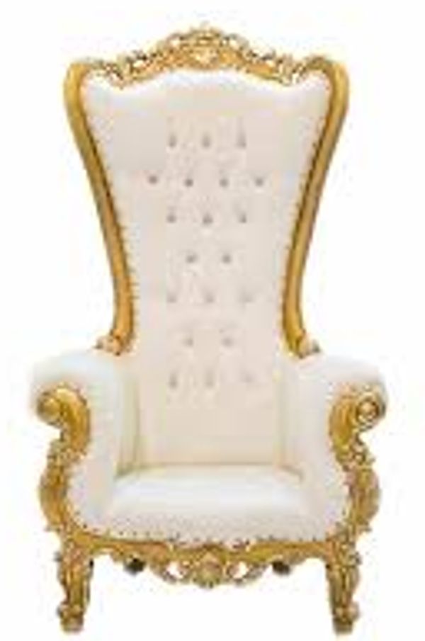 Throne chair available in gold and silver trim rental price $200.00 per chair
(Delivery Only)