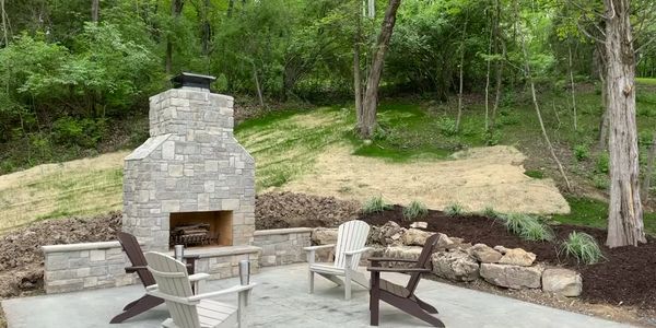 Custom chimney stonework, yard and garden landscape and hardscape solutions in St. Louis, Missouri.