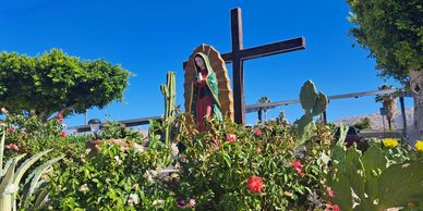 Our Lady of Guadalupe statue in the garden