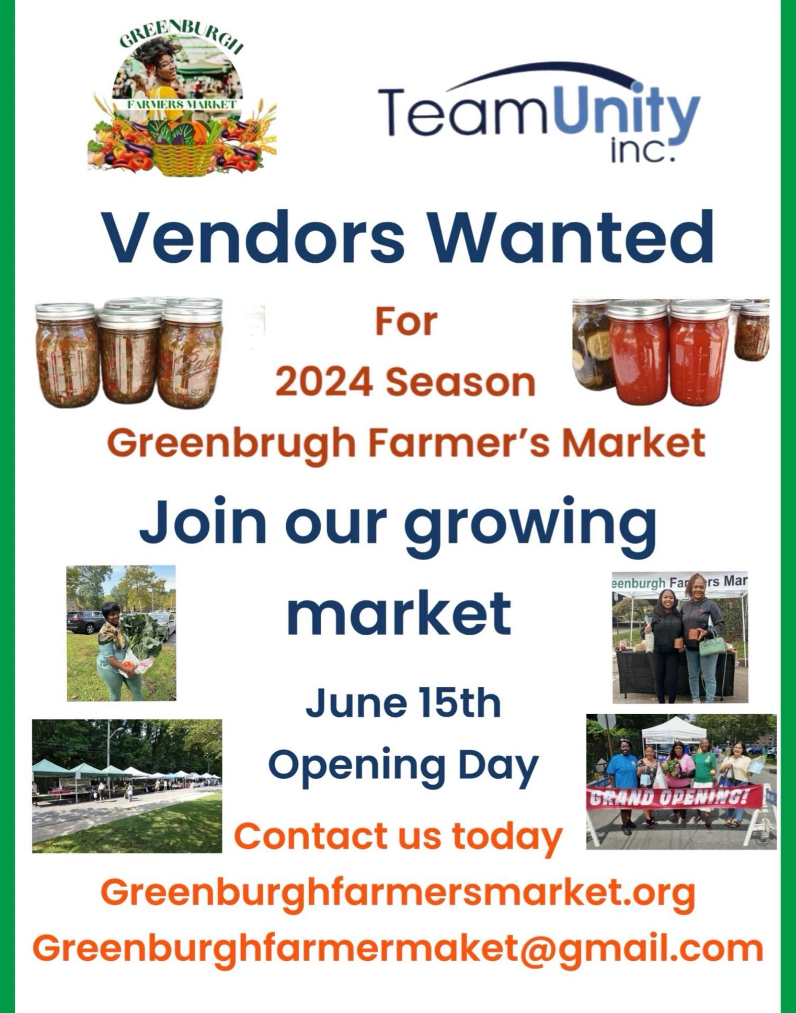 Vendors Needed for The 2024 Greenburgh Farmers Market