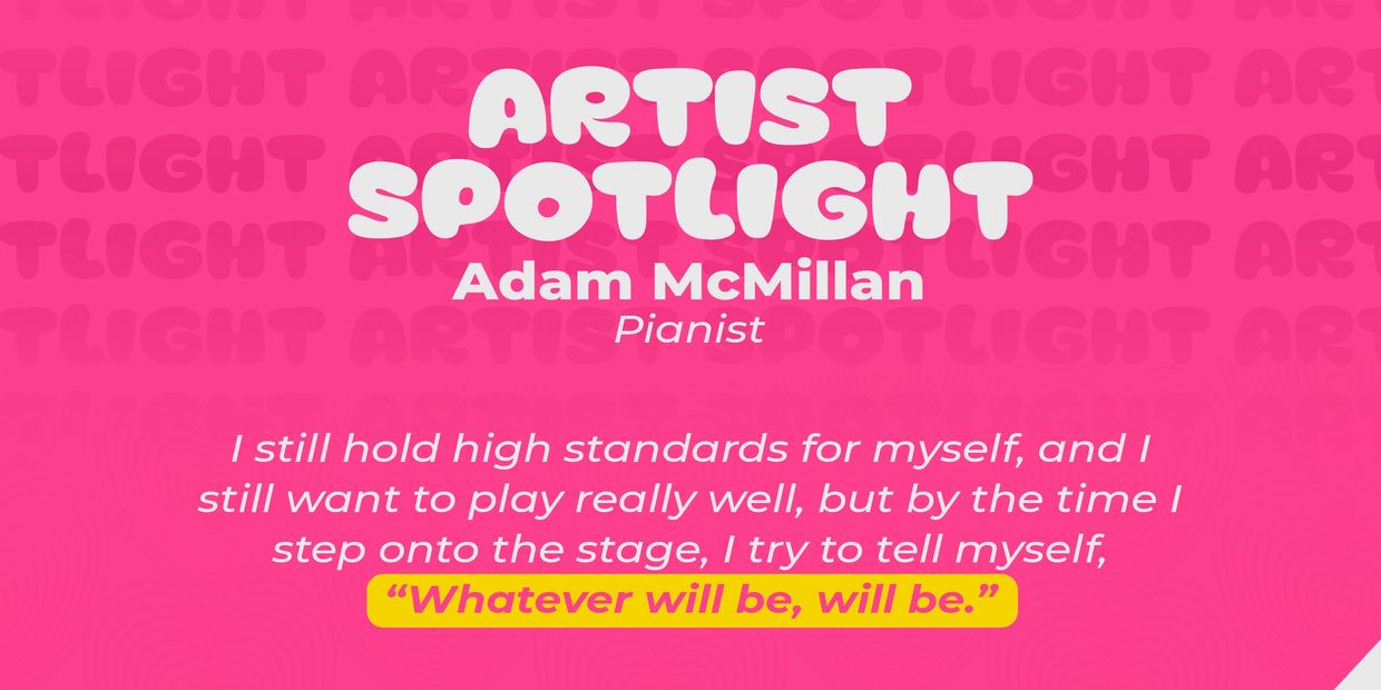 Graphic image of Adam McMillan, Love Unheard's Pianist