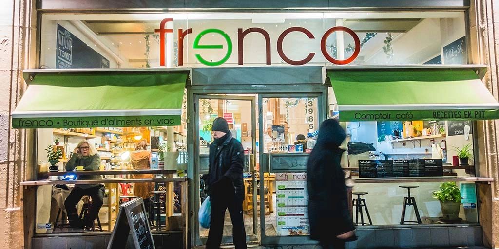 Frenco zéro déchet Boutique d'alimentation vrac café 3e vague prêt à mangé vegan éco-responsable