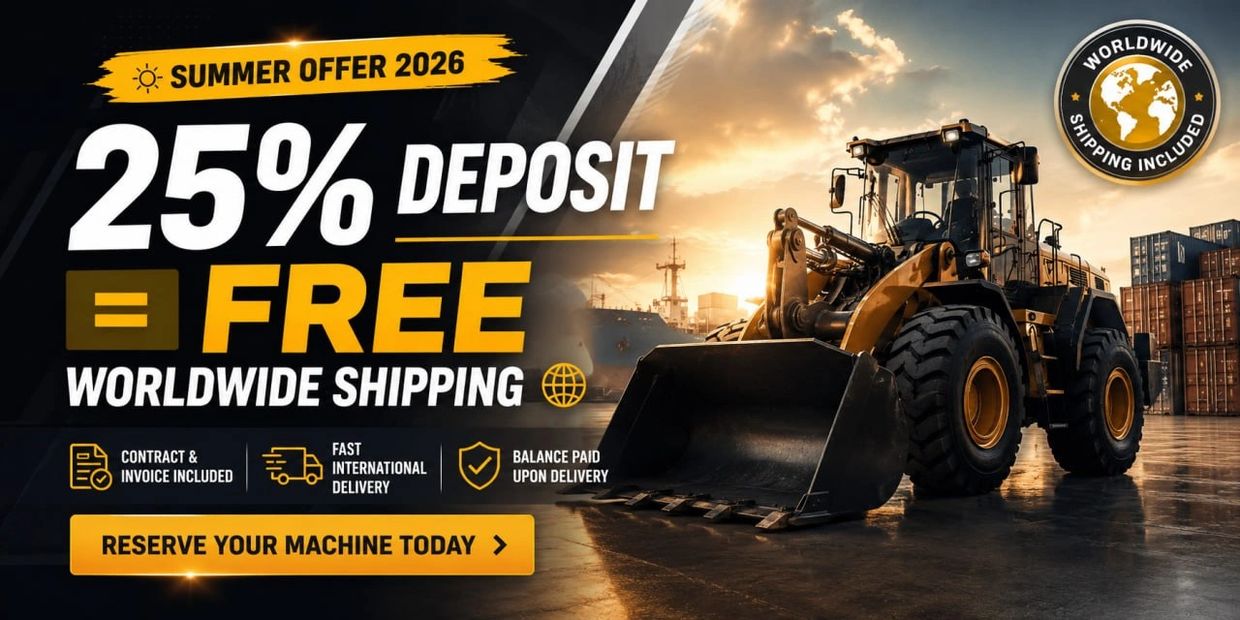 Heavy machinery offer: 25% deposit with free worldwide shipping included worldwide.